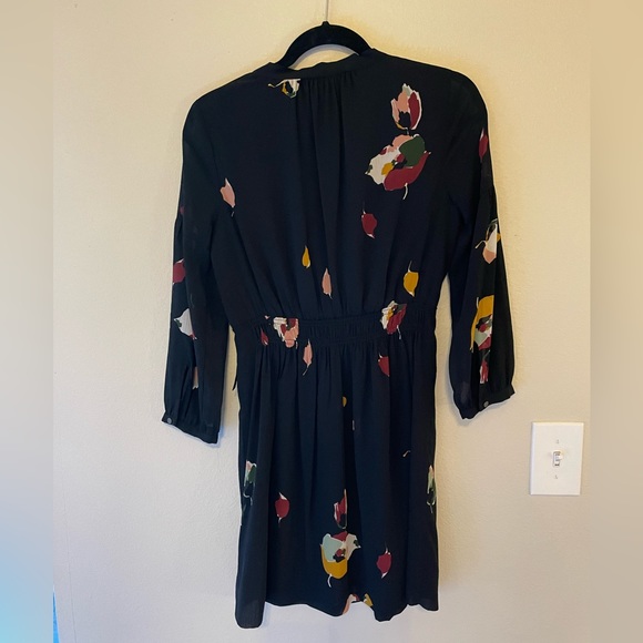 Madewell Black Floral Dress Sz 00 - Picture 3 of 7